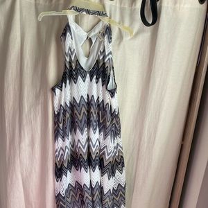 White Chevron Lace Dress